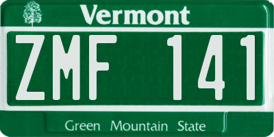 VT license plate ZMF141