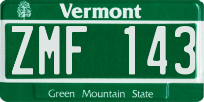 VT license plate ZMF143