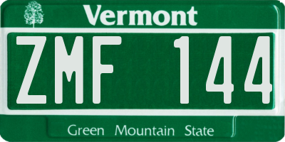 VT license plate ZMF144