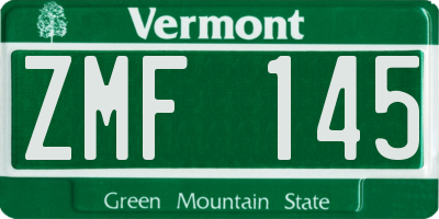 VT license plate ZMF145