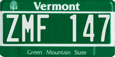 VT license plate ZMF147