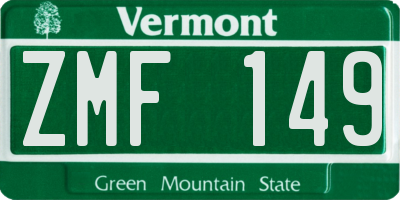 VT license plate ZMF149
