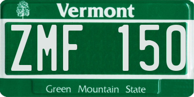 VT license plate ZMF150