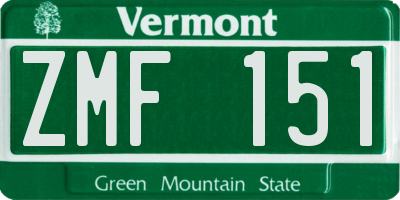 VT license plate ZMF151