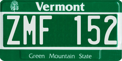 VT license plate ZMF152