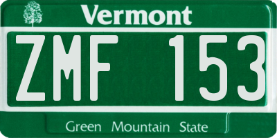 VT license plate ZMF153