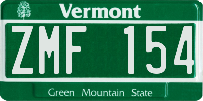VT license plate ZMF154