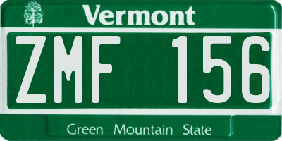 VT license plate ZMF156