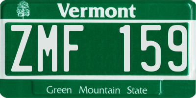 VT license plate ZMF159