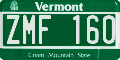 VT license plate ZMF160