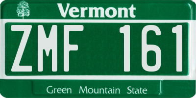 VT license plate ZMF161