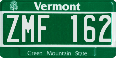 VT license plate ZMF162