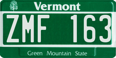 VT license plate ZMF163
