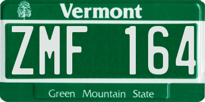VT license plate ZMF164