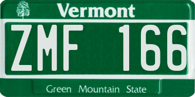 VT license plate ZMF166
