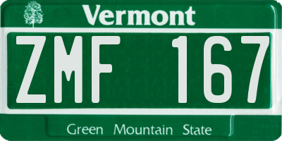 VT license plate ZMF167