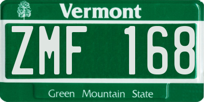 VT license plate ZMF168