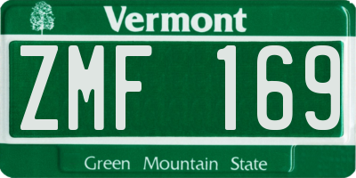 VT license plate ZMF169