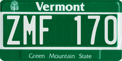 VT license plate ZMF170