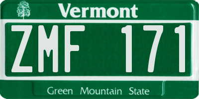VT license plate ZMF171