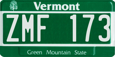 VT license plate ZMF173