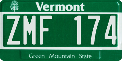 VT license plate ZMF174