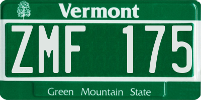 VT license plate ZMF175