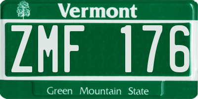 VT license plate ZMF176