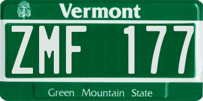 VT license plate ZMF177