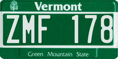 VT license plate ZMF178
