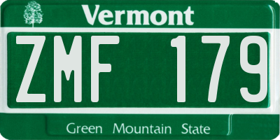 VT license plate ZMF179