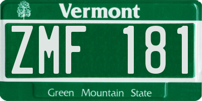 VT license plate ZMF181