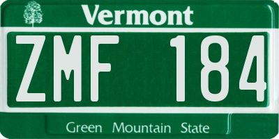 VT license plate ZMF184