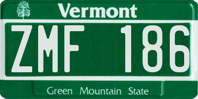 VT license plate ZMF186