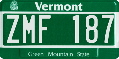 VT license plate ZMF187