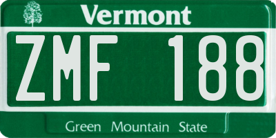 VT license plate ZMF188