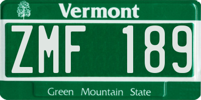VT license plate ZMF189