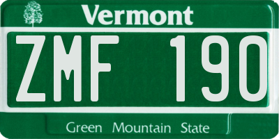 VT license plate ZMF190