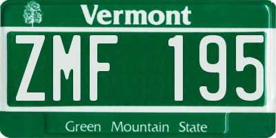 VT license plate ZMF195