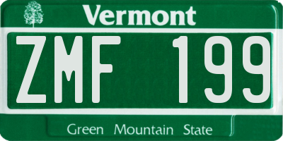 VT license plate ZMF199