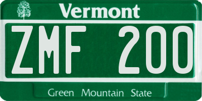 VT license plate ZMF200