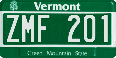 VT license plate ZMF201
