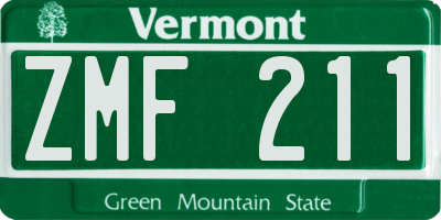 VT license plate ZMF211