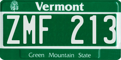 VT license plate ZMF213