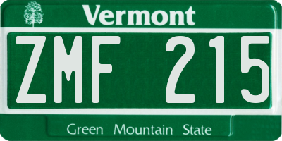 VT license plate ZMF215