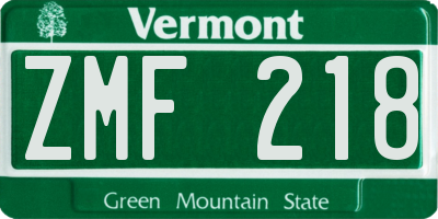 VT license plate ZMF218