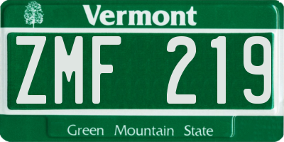 VT license plate ZMF219