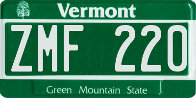 VT license plate ZMF220