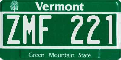 VT license plate ZMF221