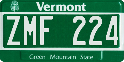 VT license plate ZMF224